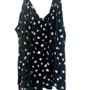 Lane Bryant Women’s Sleeveless Shirt Top Tank Black Polk Dot Stretch